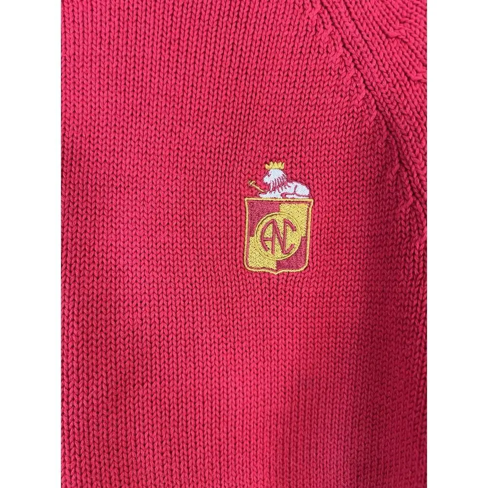 Lands' End Mens‎ Red 100% Cotton Crew Neck Heavyweight Drifter Sweater L Preppy